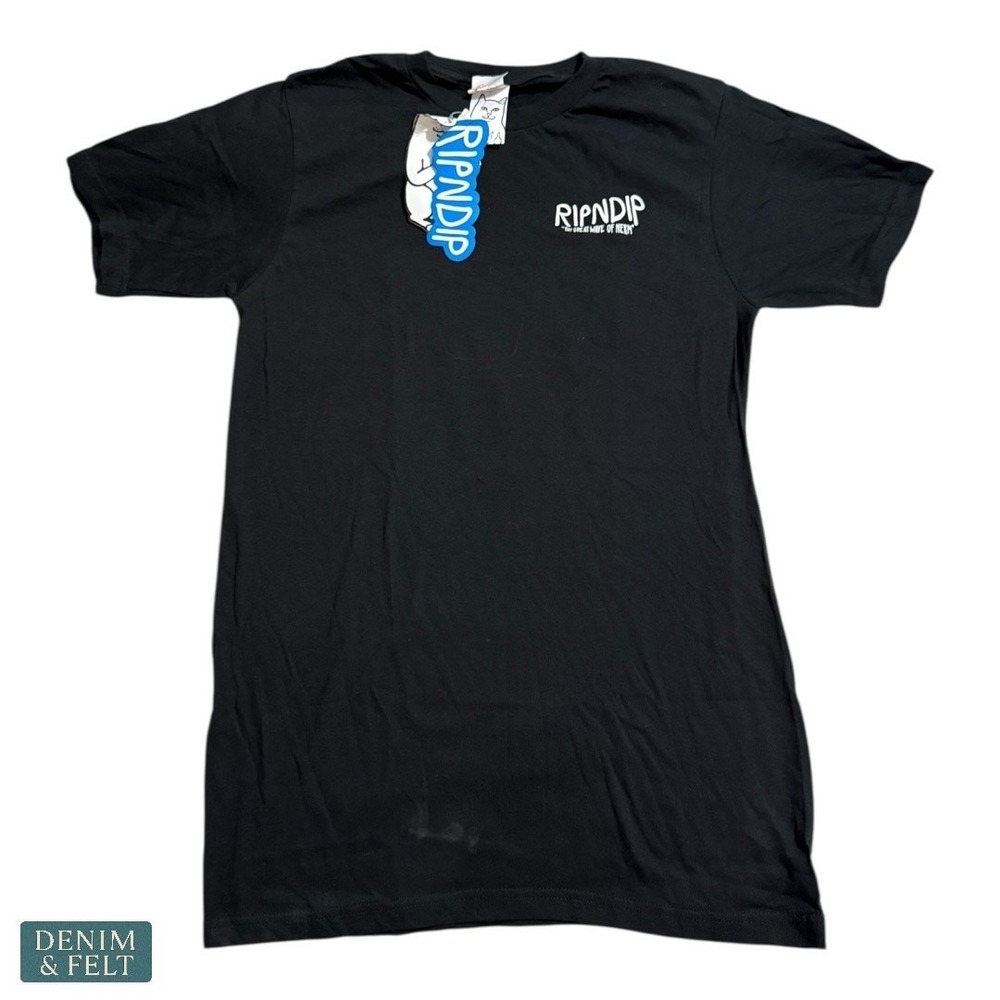 RIPNDIP The Great Wave of Nerm Black Graphic Tee Cat Surf Streetwear Large~NEW